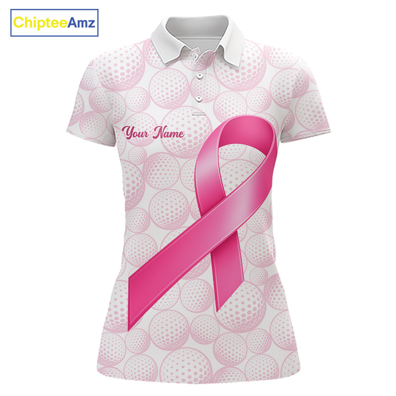 Swing Strong Fight Stronger Pink Ribbon Custom Breast Cancer Ladies Golf Polo Shirt NHT796