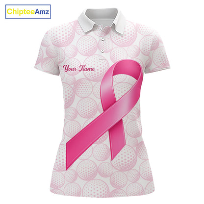 Swing Strong Fight Stronger Pink Ribbon Custom Breast Cancer Ladies Golf Polo Shirt NHT796