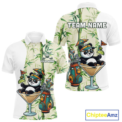 Funny Tropical Bamboo Panda Bear Apparel, Custom Name Performance Golf Jersey For Men