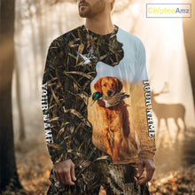 Load image into Gallery viewer, Red Golden Retriever Custom Name Hunting Duck Shirts for Hunter, Duck Hunting Gift NHT172