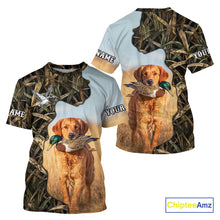 Load image into Gallery viewer, Red Golden Retriever Custom Name Hunting Duck Shirts for Hunter, Duck Hunting Gift NHT172