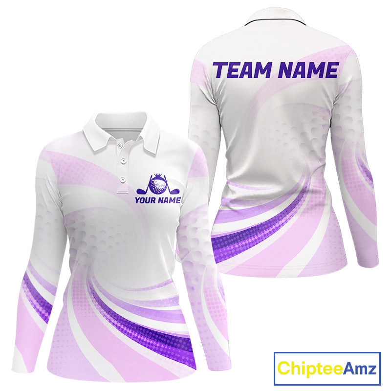 Personalized Purple Swirl Golf Polo - Women's Team Name Performance Jersey