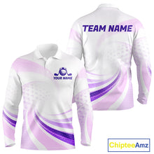 Load image into Gallery viewer, White and purple sports jersey with 'Team Name' and 'Your Name