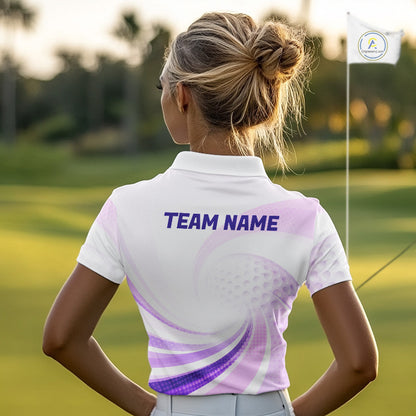 Personalized Purple Swirl Golf Polo - Women's Team Name Performance Jersey NHT979