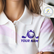 Load image into Gallery viewer, Personalized Purple Swirl Golf Polo - Women's Team Name Performance Jersey