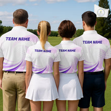 Load image into Gallery viewer, Personalized Purple Swirl Golf Polo - Women's Team Name Performance Jersey NHT979