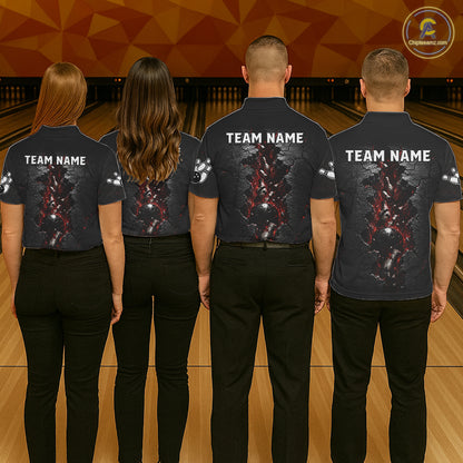 Cracked Wall Bowling Jersey For Men Bowling Team Shirts Bowling League Polo & 1/4 Zip NHT1150