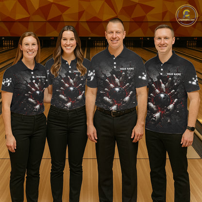 Cracked Wall Bowling Jersey For Womens Bowling Team Shirts Bowling League Polo & 1/4 Zip NHT1150