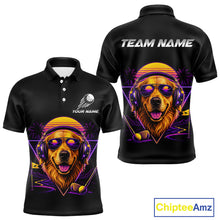 Load image into Gallery viewer, Retro Synthwave Golden Retriever Golf Polo Shirt - Funny Dog Dad Golfing Apparel