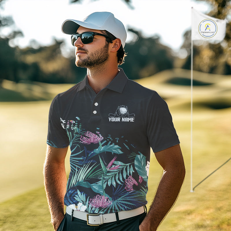 Custom Name Tropical Print Polo Shirt – Stylish Animal Print Golf Polo For Men NHT856