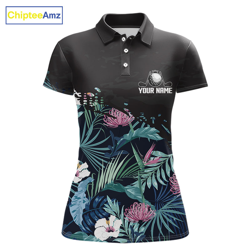 Custom Name Tropical Print Polo Shirt – Stylish Animal Print Golf Polo For Womens NHT856