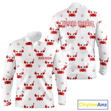 Load image into Gallery viewer, Custom Crab Mens Golf Polo Shirt - Personalized Cute Red Crab Team Name Jersey