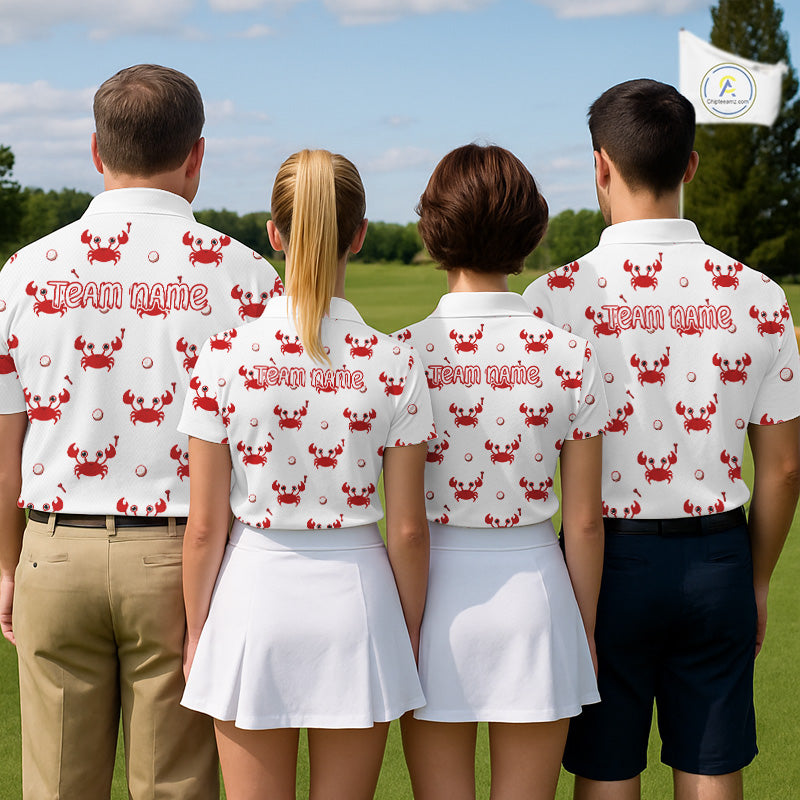 Custom Crab Womens Golf Polo Shirt - Personalized Cute Red Crab Team Name Jersey NHT1007