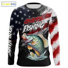 Load image into Gallery viewer, American Flag Crappie Fishing Shirt For Men, Personalized Crappie Fishing Apparel