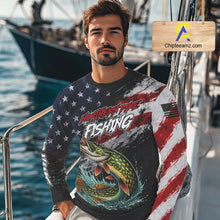 Load image into Gallery viewer, American Flag Northern Pike Fishing Shirt For Men, Personalized Northern Pike Fishing Apparel