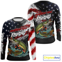 Load image into Gallery viewer, American Flag Northern Pike Fishing Shirt For Men, Personalized Northern Pike Fishing Apparel