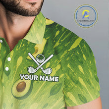 Load image into Gallery viewer, Green patterned shirt with golf design and 'Your Name' text, brand logo visible.