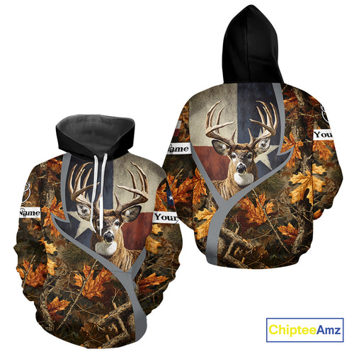 Deer Hunting Shirt-Personalized Texas Flag Camo Forest, Best Gifts for Deer Hunters NHT198