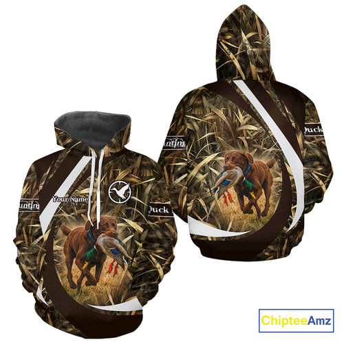 Duck Hunting Waterfowl Camo Chocolate Labrador Retriever Dog Shirts, Duck Hunting Shirt NHT201