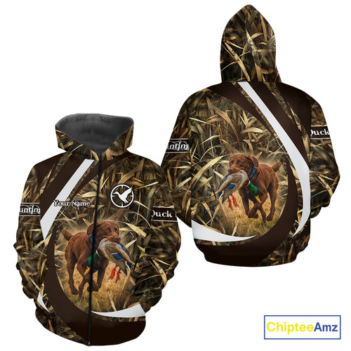 Duck Hunting Waterfowl Camo Chocolate Labrador Retriever Dog Shirts, Duck Hunting Shirt NHT201