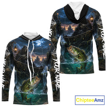 Load image into Gallery viewer, Grim Reaper Fishing Jersey, Largemouth Bass Long Sleeve Hooded UV Performance Shirt For Men 