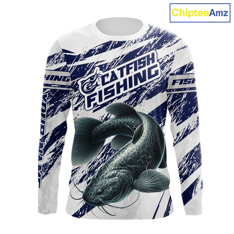 Catfish Custom Fishing Shirts Long Sleeve For Men , Catfish Fishing Tournament Apparel NHT521