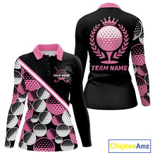 Load image into Gallery viewer, Golf Balls Pink Pattern Womens Golf Polo Shirts Custom Golf Apparel For Familly Team Shirt NHT706