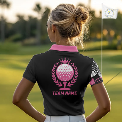 Golf Balls Pink Pattern Womens Golf Polo Shirts Custom Golf Apparel For Familly Team Shirt NHT706
