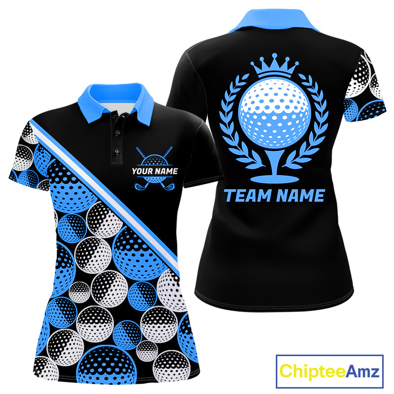 Golf Balls Blue Pattern Womens Golf Polo Shirts Custom Golf Apparel For Familly Team Shirt NHT707