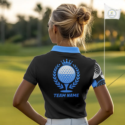 Golf Balls Blue Pattern Womens Golf Polo Shirts Custom Golf Apparel For Familly Team Shirt NHT707
