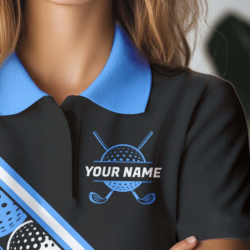 Golf Balls Blue Pattern Womens Golf Polo Shirts Custom Golf Apparel For Familly Team Shirt NHT707