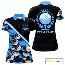 Load image into Gallery viewer, Golf Balls Blue Pattern Womens Golf Polo Shirts Custom Golf Apparel For Familly Team Shirt NHT707