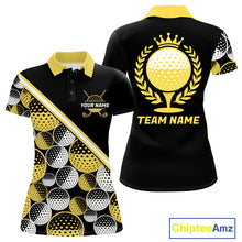 Load image into Gallery viewer, Golf Balls Yellow Pattern Womens Golf Polo Shirts Custom Golf Apparel For Familly Team Shirt NHT708