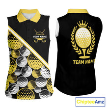 Load image into Gallery viewer, Golf Balls Yellow Pattern Womens Sleeveless Golf Polo Shirts Custom Golf Apparel For Familly Team Shirt NHT708