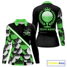 Load image into Gallery viewer, Golf Balls Green Pattern  Womens Golf Polo Shirts Custom Golf Apparel For Familly Team Shirt NHT709