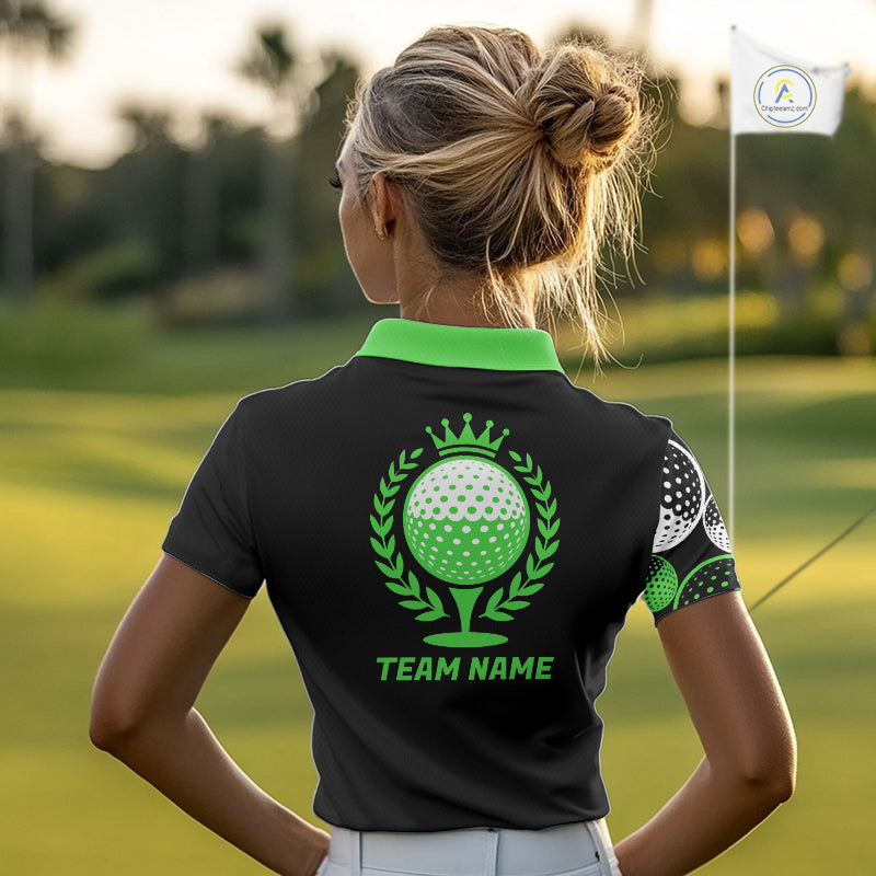 Golf Balls Green Pattern  Womens Golf Polo Shirts Custom Golf Apparel For Familly Team Shirt NHT709