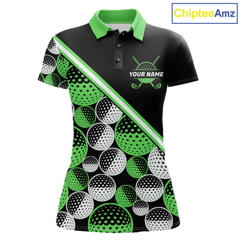 Golf Balls Green Pattern  Womens Golf Polo Shirts Custom Golf Apparel For Familly Team Shirt NHT709
