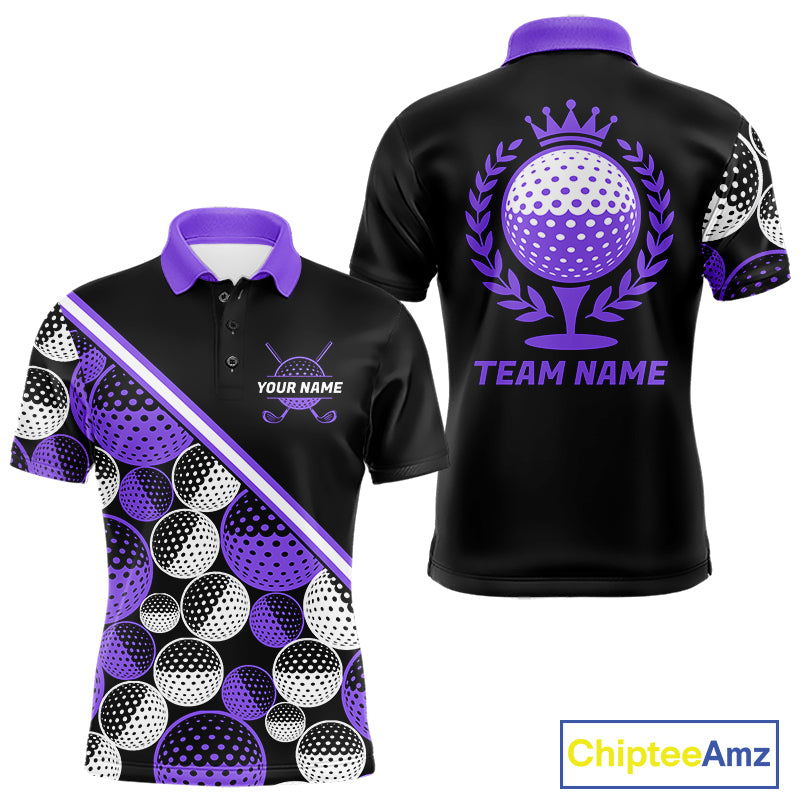 Golf Balls Purple Pattern Mens Golf Polo Shirts Custom Golf Apparel For Familly Team Shirt NHT710