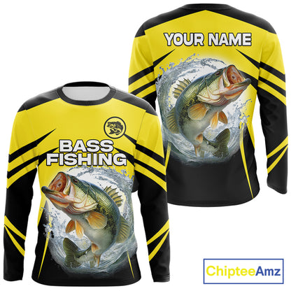 Largemouth Bass Fishing Shirts Long Sleeve Sport With Personalized Name NHT397