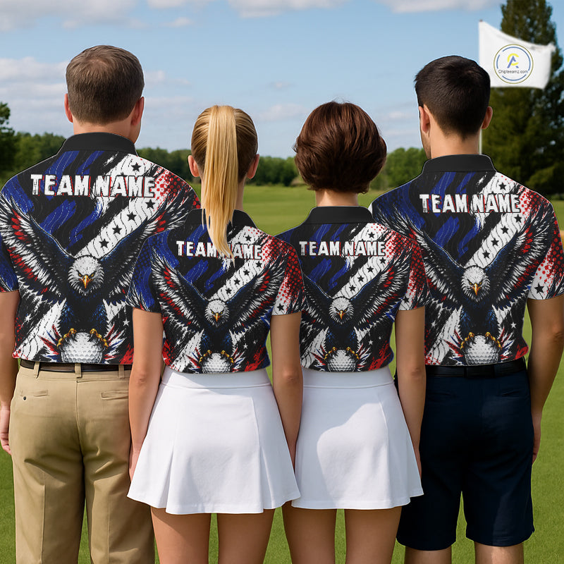 American Flag Eagle Mens Golf Polo Shirts Custom Patriotic Eagle Golf Jersey NHT903