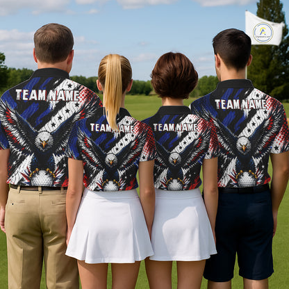 American Flag Eagle Mens Golf Polo Shirts Custom Patriotic Eagle Golf Jersey NHT903