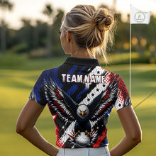 Load image into Gallery viewer, American Flag Eagle Womens Golf Polo Shirts Custom Patriotic Eagle Golf Jersey NHT903