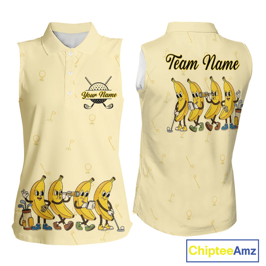 Funny Banana Womens Sleeveless Golf Polo Shirts Team, Women Golf Jerseys For Golfer, Golf Gifts NHT908
