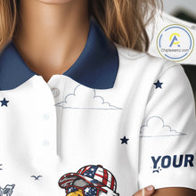 Load image into Gallery viewer, Custom Patriotic Womens Golf Polo Shirt – American Eagle Golf Team Polo With Personalized Name 