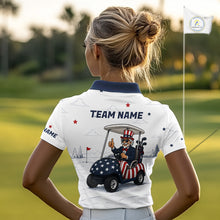 Load image into Gallery viewer, Custom Patriotic Womens Golf Polo Shirt – American Eagle Golf Team Polo With Personalized Name 