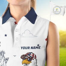 Load image into Gallery viewer, Custom Patriotic Womens Sleeveless Golf Polo Shirt – American Eagle Golf Team Polo With Personalized Name NHT1065