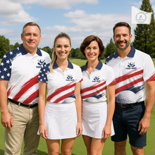 Load image into Gallery viewer, Custom USA Flag Mens Golf Polo Shirt – Patriotic Golf Polo With Personalized Name NHT1067
