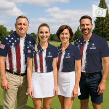 Load image into Gallery viewer, Personalized Skull Eagle Mens Golf Polo Shirt American Flag Patriotic Golf Shirt Custom Name NHT1068