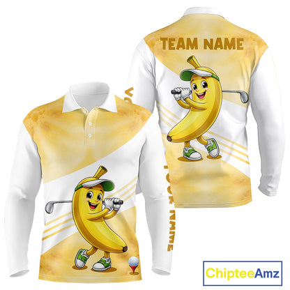 Funny Banana Golf Polo Shirt Custom Name – Cute Banana Golfer Golf Polo For Men 