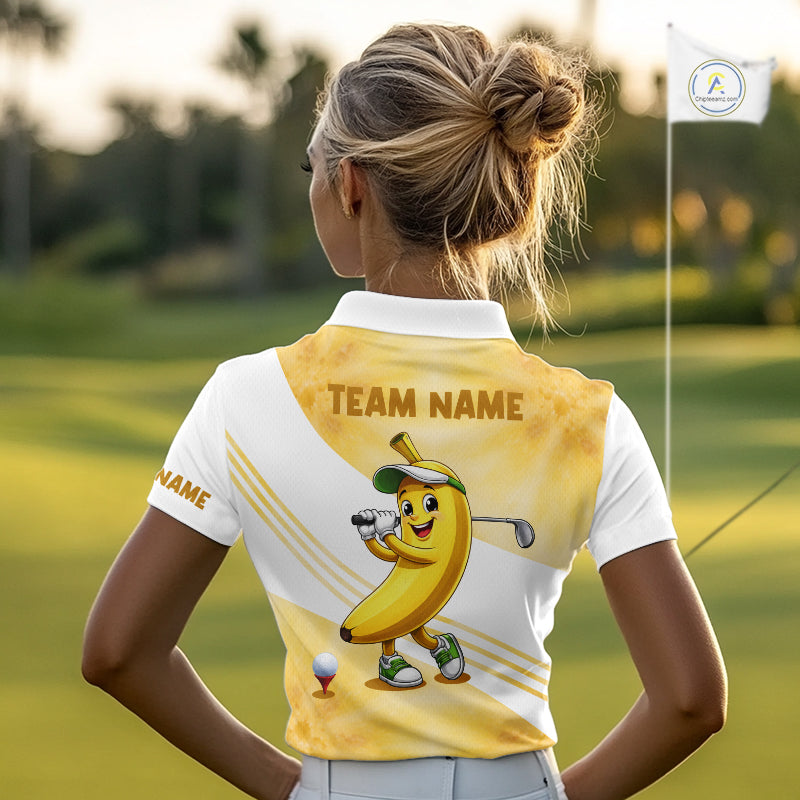 Funny Banana Golf Polo Shirt Custom Name – Cute Banana Golfer Golf Polo For Women 